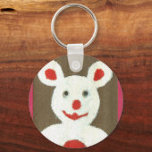 Weißer Bär mit Roter Nase, Mund und Ohren (Santa) Schlüsselanhänger (Vorderseite)