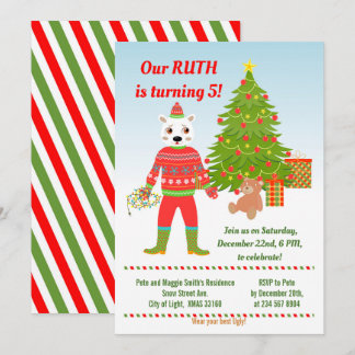 Weißer Bär Ugly Sweater Geburtstagsparty Einladung
