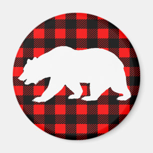 Weißer Bär und rustikaler Schwarzer Buffalo Karo K Magnet
