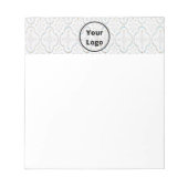 Weißer Barockdruck mit Logo Notizblock (Vorderseite)