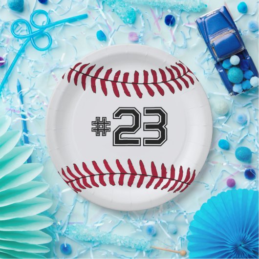 Weißer Baseball mit Anzahl Pappteller (Party)
