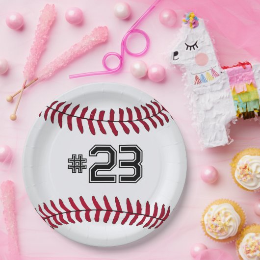 Weißer Baseball mit Anzahl Pappteller (Party)