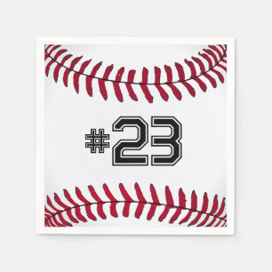 Weißer Baseball mit Anzahl Serviette