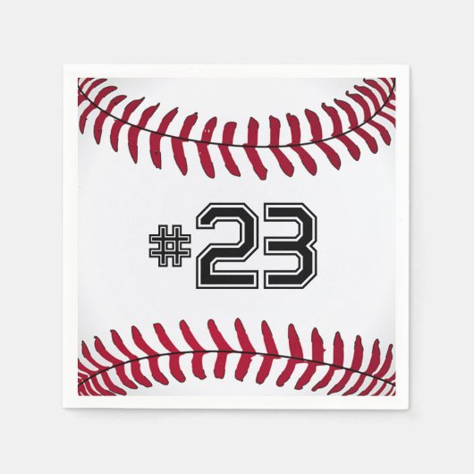 Weißer Baseball mit Nummer Serviette (Vorderseite)
