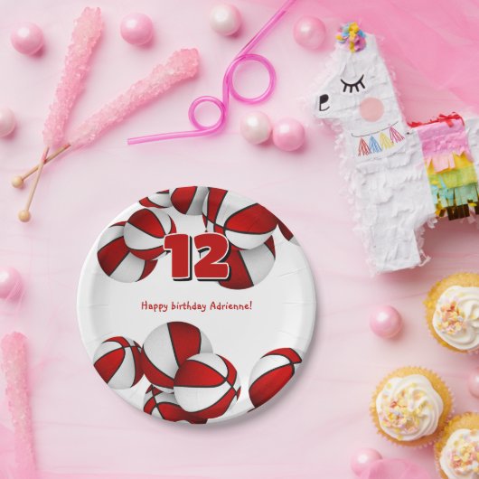 Weißer Basketball Junge Athlete Geburtstag Pappteller (Party)