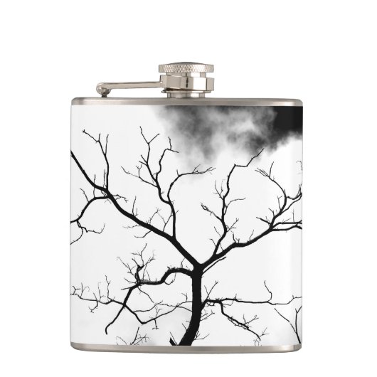 "Weißer Baum" JTG Kunst-Flasche Flachmann (Vorderseite)