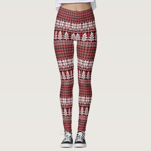 Weißer Baum und Schneeflocken-Leggings Leggings (Vorderseite)