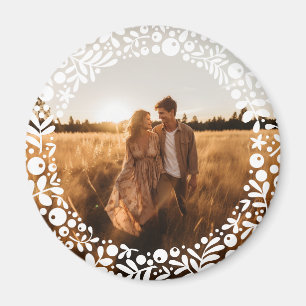 Weißer Beerenrand-Rahmen-Foto Magnet