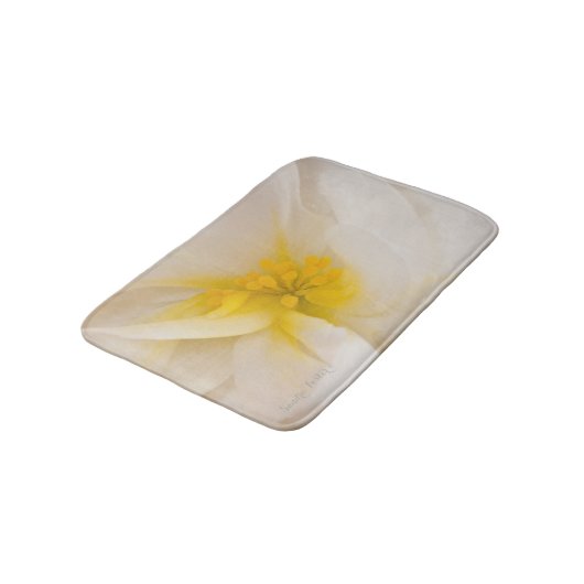 Weißer Begonia Badematte (Schrägansicht)