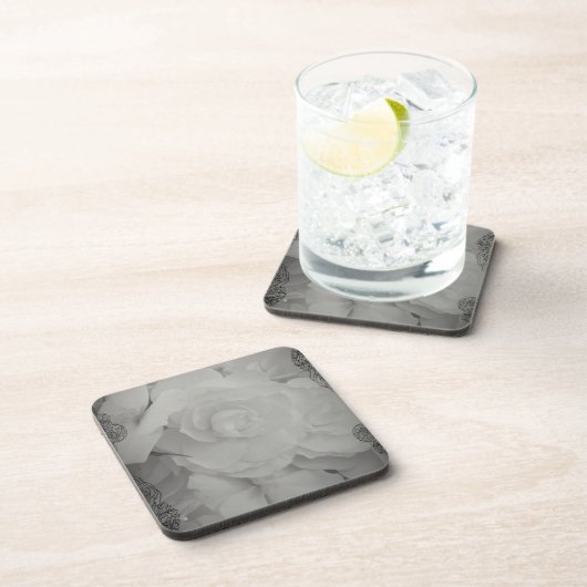 Weißer Begonia Getränkeuntersetzer (Rechte Seite)