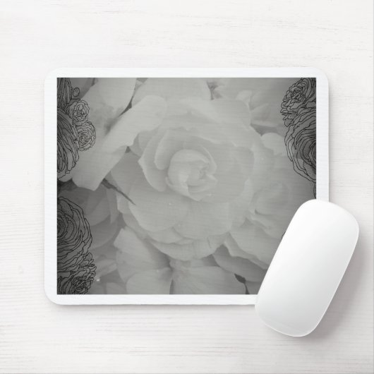 Weißer Begonia Mousepad (Mit Mouse)