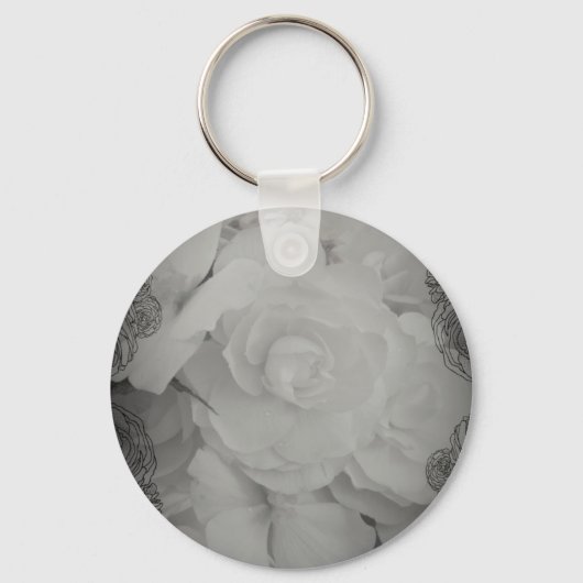 Weißer Begonia Schlüsselanhänger (Vorderseite)