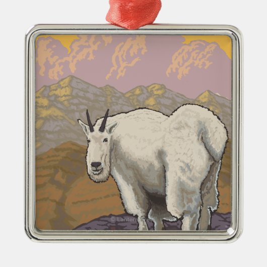 Weißer Berg GoatUtah Silbernes Ornament (Vorne)