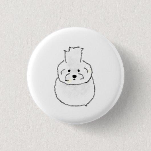 Weißer Bichon Frise Hund Button (Vorderseite)