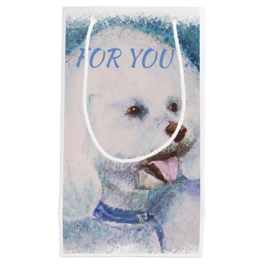 WEISSER BICHON FRISE KLEINE GESCHENKTÜTE (Vorderseite)