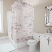 Weißer Birkenbaum Holz Rustikaler Stall Duschvorhang (Beispiel)