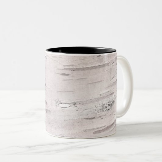 Weißer Birkenbaum Holz Rustikaler Stall Personalis Zweifarbige Tasse (VorderseiteRechts)