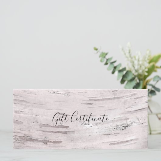 Weißer Birkenbaum Holz Rustikales Geschenkzertifik (Stehend Vorderseite)