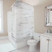 Weißer Birkenholz Rustikaler Landhaus Stall Duschvorhang (Beispiel)