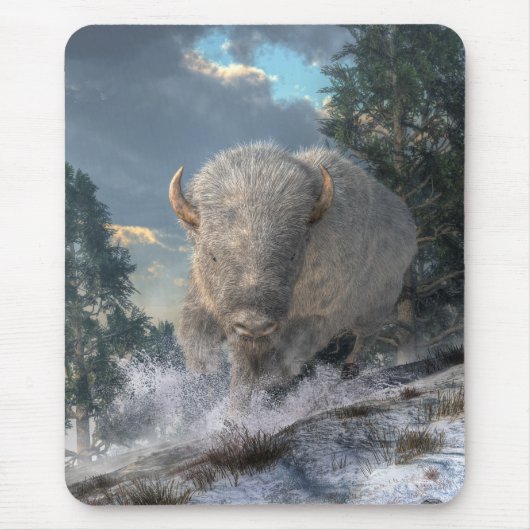 Weißer Bison Mousepad (Vorne)