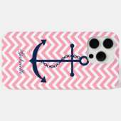 Weißer Blau und Rosa Zigzag Muster Anker Case-Mate iPhone Hülle (Rückseite (Horizontal))