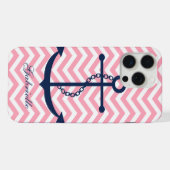 Weißer Blau und Rosa Zigzag Muster Anker iPhone Hülle (Rückseite (Horizontal))