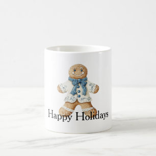 Weißer blauer Lebkuchenmann-Keks Weihnachten Kaffeetasse
