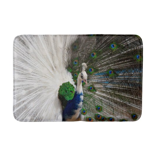 Weißer blauer Pfau Badematte (Vorderseite)