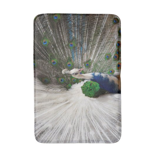 Weißer blauer Pfau Badematte (Vorderseite Vertikal)