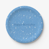 Weißer blauer Sternenhimmel Geburtstag Pappteller (Vorderseite)