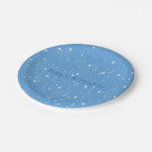 Weißer blauer Sternenhimmel Geburtstag Pappteller (Schrägansicht)