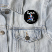 Weißer blauer USA-Gnom lesend 4. Juli Button (Beispiel)