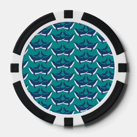 Weißer Blauwal Meer Tier Grüne Ozeane Pokerchips (Vorderseite)