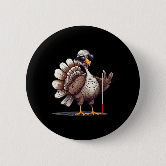 Weißer-Blindenstock-Bewusstseins-Thanksgiving-Coms Button (Vorderseite)