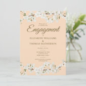 Weißer Blossom florales Engagement Einladung (Stehend Vorderseite)