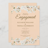 Weißer Blossom florales Engagement Einladung (Vorne/Hinten)
