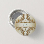 Weißer Blume-Decorations-Gold-Button Button (Vorne & Hinten)