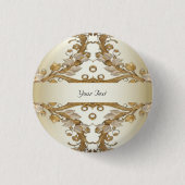 Weißer Blume-Decorations-Gold-Button Button (Vorderseite)