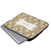 Weißer Blume Dekorativer Goldratschlauch Laptopschutzhülle (Vorne Knopf)