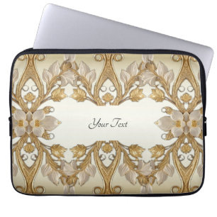 Weißer Blume Dekorativer Goldratschlauch Laptopschutzhülle