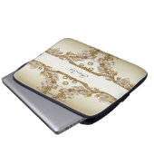 Weißer Blume Dekorativer Goldratschlauch Laptopschutzhülle (Vorne Knopf)