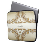 Weißer Blume Dekorativer Goldratschlauch Laptopschutzhülle (Vorderseite Links)