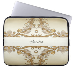 Weißer Blume Dekorativer Goldratschlauch Laptopschutzhülle