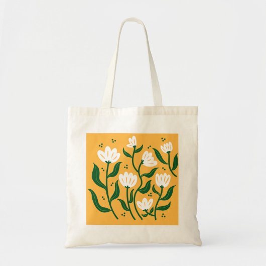 Weißer Blume handgezückte Tasche (Vorne)