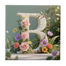 Weißer Blumen-Garten-Monogramm-Buchstabe B