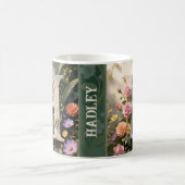 Weißer Blumen-Garten-Monogramm-Buchstabe H Kaffeetasse (Mittel)