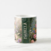 Weißer Blumen-Garten-Monogramm-Buchstabe I Kaffeetasse (Mittel)