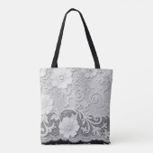 Weißer Blumen-Spitzen-Look Tasche (Rückseite)