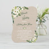 Weißer Blumenbrunch & Bubbly Einladung (Stehend Vorderseite)