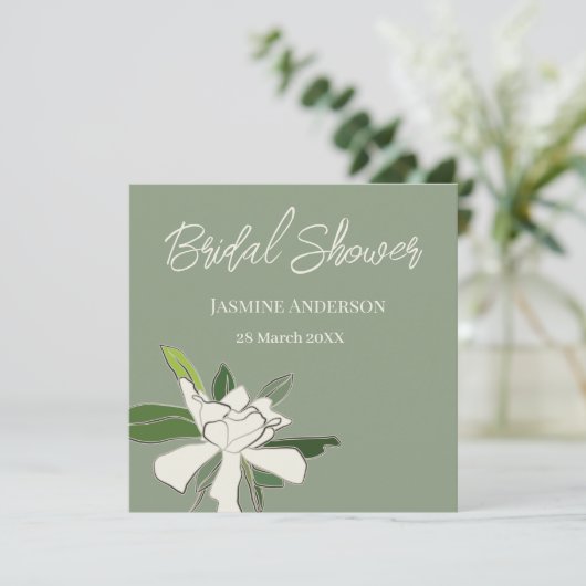 Weißer Blumengarten Einfaches Brautparty Ankündigung (Stehend Vorderseite)